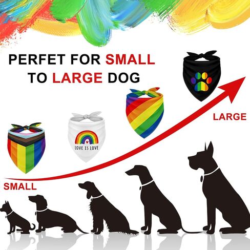Whaline Rainbow Dog Bandanas Love is Love Pride Triangle Bibs Rainbow Dog Scarf Reversible Double-Sided Pet Neckerchief for Small Medium Large Pet Cat Dog Pride Day Costume Accessories, 4 Pack in Saudi Arabia
