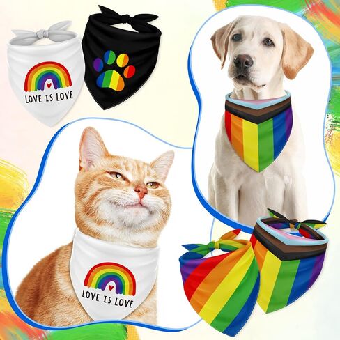 Whaline Rainbow Dog Bandanas Love is Love Pride Triangle Bibs Rainbow Dog Scarf Reversible Double-Sided Pet Neckerchief for Small Medium Large Pet Cat Dog Pride Day Costume Accessories, 4 Pack in Saudi Arabia