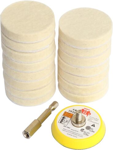 Hiqalty 4 Inch Wool Felt Polishing Pad Buffing Wheel Kit for Drill,Fine Polishing of Metal Glass Stone (7) in Saudi Arabia