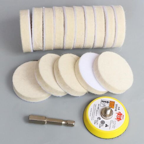 Hiqalty 4 Inch Wool Felt Polishing Pad Buffing Wheel Kit for Drill,Fine Polishing of Metal Glass Stone (7) in Saudi Arabia