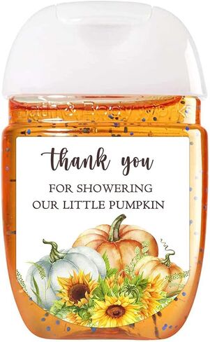 Buerhanerry 90 Pumpkin Baby Shower Hand Sanitizer Labels ، Little Pumpkin is on The Way, Fall Pumpkin Baby Shower Favors, Thank You Stickers in Kuwait