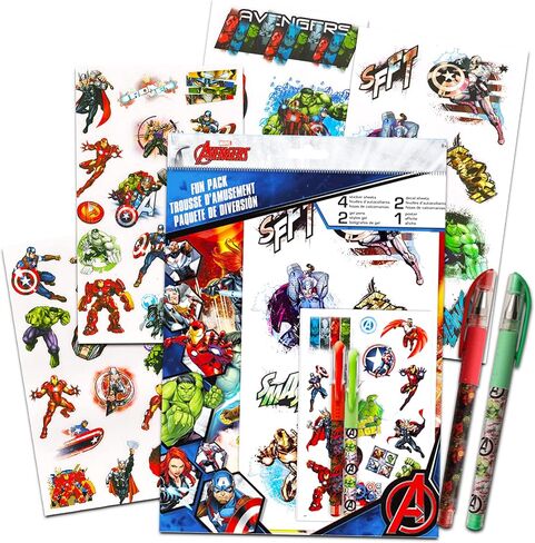 Marvel Avengers Backpack Set - 6 Piece Marvel Superhero School Backpack Bag Set with Snack Box, Pen, Bookmark, Stickers and More (Marvel School Supplies) in Kuwait