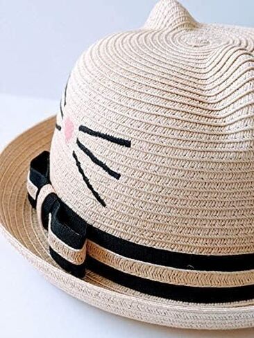 Girl Summer Hat for Girl Toddler Kitty Beach Hat and Bag Set Adjustable Sunhat Beige in Saudi Arabia