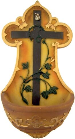 CB Crown of Thorns Cross with Vines Resin Holy Water Font, 5 1/4 Inch in Saudi Arabia