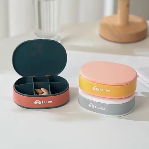 نينسي 3 عبوات منظم حبوب منع الحمل الصغيرة، 6 مقصورات حقيبة حبوب منع الحمل المحمولة للسفر، صندوق حبوب منع الحمل اليومي لعقد الدواء، فيتامين وزيت كبد سمك القد، حاوية حبوب منع الحمل لطيف لمحفظة الجيب منظم الأدوية in Kuwait