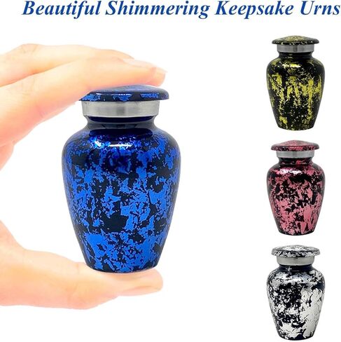 وعاء تذكاري صغير متلألئ مصنوع يدويًا من فوريفر لافد للرماد - مجموعة من 4 أباريق - توكين أورنز - أباريق صغيرة – 4 ألوان مع حقيبة فاخرة و4 أكياس in Kuwait