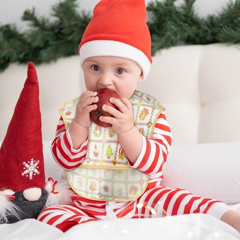 2ooya 4 قطع مريلة عيد الميلاد للأطفال مريلة مضادة للماء للأطفال الصغار مريلة تغذية مع جيب لالتقاط الفتات للرضع قابل للتعديل مريلة طعام للتسنين هدية تذكارية لعيد الميلاد (6-12 شهرًا) in Kuwait