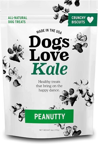 Dogs Love Us Kale Dog Treats, Crunchy Pet Snacks, Wheat Soy and Gluten-Free, Peanutty Peanut Butter Recipe, 6 oz. Bag (DLK-00014) in Saudi Arabia