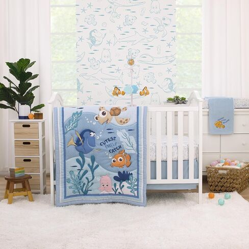 Disney Monsters, Inc. Cutest Little Monster Turquoise, Green, Purple, and Gray, Sully, Mike, and Randall 3 Piece Nursery Crib Bedding Set - Comforter, Fitted Crib Sheet, and Crib Skirt in Saudi Arabia