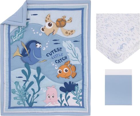 Disney Monsters, Inc. Cutest Little Monster Turquoise, Green, Purple, and Gray, Sully, Mike, and Randall 3 Piece Nursery Crib Bedding Set - Comforter, Fitted Crib Sheet, and Crib Skirt in Saudi Arabia