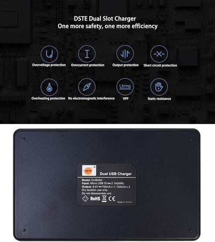 بديل DSTE لشاحن البطاريات المزدوج السريع مع كابل USB صغير متوافق مع بطارية باناسونيك DMW-BMB9 BMB9E in Kuwait