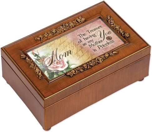 Cottage Garden Priceless Mother Woodgrain Embossed Petite Rose Music Box Plays Wind Beneath My Wings in Saudi Arabia
