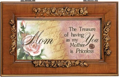 Cottage Garden Priceless Mother Woodgrain Embossed Petite Rose Music Box Plays Wind Beneath My Wings in Saudi Arabia