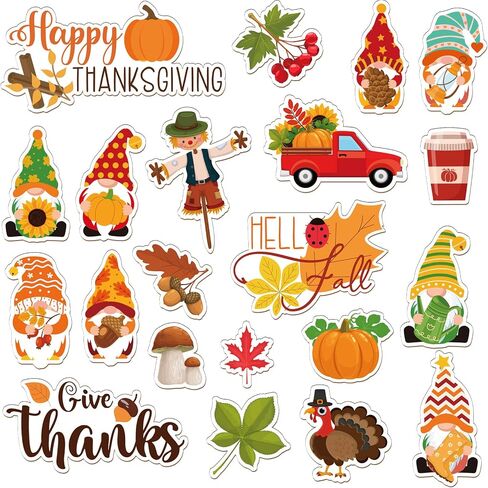 21 Pcs Thanksgiving Day Window Clings Autumn Window Gel Clings Fall Window Stickers for Toddler Turkey Pumpkin Gnome Maple Fall Window Decor Thanksgiving Decals for Windows Thanksgiving Window Decals in Saudi Arabia