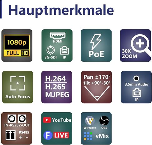هسيليتي كاميرا بي تي زد 60 اطار في الثانية 30x 1080P 3G-SDI HDMI كاميرا بث مباشر للكنيسة والعبادة والفعاليات المدرسية والمستشفيات والمؤتمرات in Kuwait