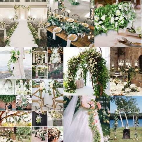 Gobograss Artificial White Rose Vines 2 pcs 12FT with 69 Flower Garland Fake Silk Flowers White Roses Hanging Floral Garland for Home Garden Wedding Birthday Decor in Saudi Arabia