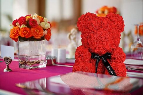 Rose Teddy Bear, Rose Bear Teddy Bear,10" Flower Bears with Lights, Rose Bear Foam Artificial Flower,Lighted Up Rose Teddy Bear Gift for Valentines Day, Mothers Day, (A-Royal Blue) in Saudi Arabia
