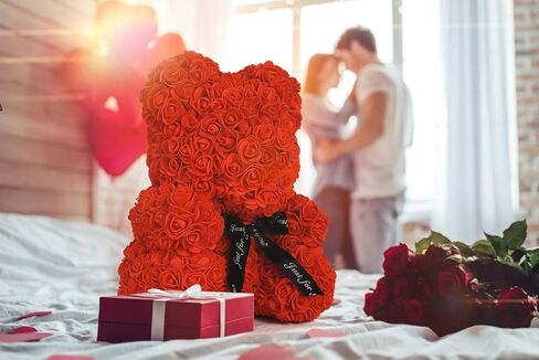 Rose Teddy Bear, Rose Bear Teddy Bear,10" Flower Bears with Lights, Rose Bear Foam Artificial Flower,Lighted Up Rose Teddy Bear Gift for Valentines Day, Mothers Day, (A-Royal Blue) in Saudi Arabia