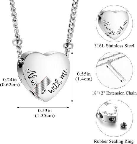 XIUDA قلادة جرة القلب للرماد مجوهرات حرق الجثث للأحباء دائمًا معي قلادة حرق الجثث للرجال والنساء مجوهرات قلادة الرماد in Kuwait