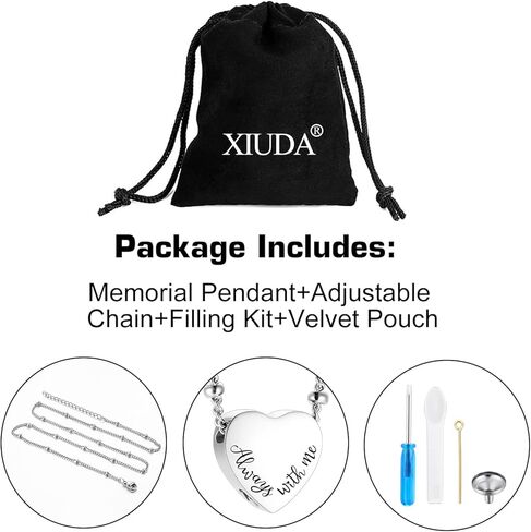 XIUDA قلادة جرة القلب للرماد مجوهرات حرق الجثث للأحباء دائمًا معي قلادة حرق الجثث للرجال والنساء مجوهرات قلادة الرماد in Kuwait