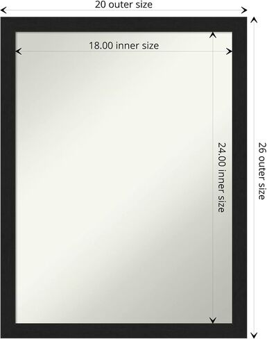 Amanti Art Bathroom Mirror, Colonial Black Wall Mirror for use as Bathroom Vanity Mirror Over Sink (30 x 24 in.) Non-Beveled Mirror, Black Mirror, Traditional Mirror from WI, USA in Kuwait