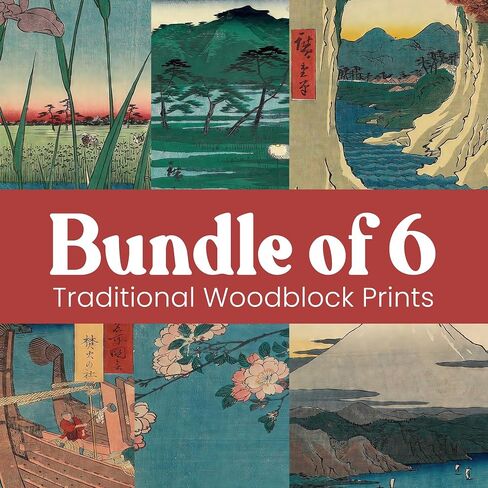 Japanese Wall Art - Set of 6 Blue Woodblock Trendy Home Decor/Famous Bedroom Decor & Living Room Art Blue Themed Wall Decor/Japan Art Style Office Decor, Cool Stuff Gifts for New Home Design (8 x 10) in Saudi Arabia