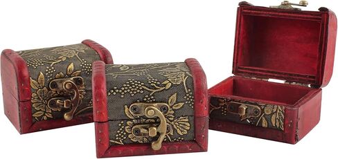 TBWHL 3 قطع صندوق صدر كنز خشبي عتيق، صندوق كنز للأطفال، صناديق تخزين مجوهرات مزخرفة مع أغطية، صندوق كنز لجوائز الأطفال in Kuwait