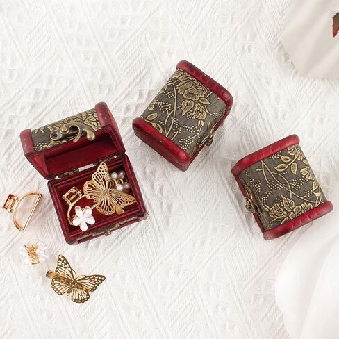 TBWHL 3 قطع صندوق صدر كنز خشبي عتيق، صندوق كنز للأطفال، صناديق تخزين مجوهرات مزخرفة مع أغطية، صندوق كنز لجوائز الأطفال in Kuwait