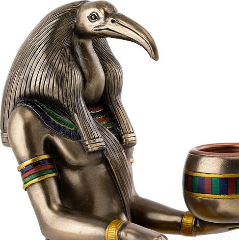 توب كولكشن تمثال تحوت - تمثال حامل شموع إله المعرفة والحكمة المصري من البرونز المصبوب الممتاز - تمثال كاتب مصري تيهوتي قابل للتجميع مقاس 6.25 انش in Saudi Arabia