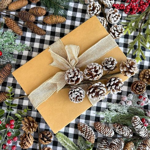 Winlyn 8 Pcs Snowy Natural Pinecone Picks Sprays Christmas Picks Spruce Pine Cones Branches Ornaments 14" Tall for Christmas Tree Rustic Floral Arrangements Wreath Holiday Centerpiece Winter Décor in Saudi Arabia