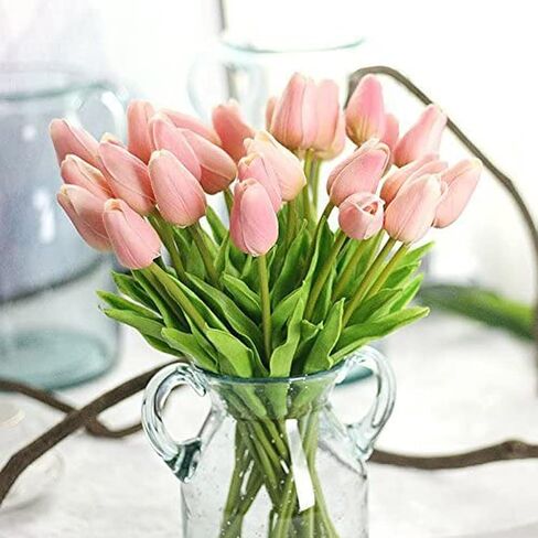 Bringsine 10Pcs Blush Foam Fake Roses with Stems for DIY Wedding Bouquets Bridal Shower Centerpieces Party Decorations-Pink in Kuwait