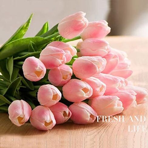 Bringsine 10Pcs Blush Foam Fake Roses with Stems for DIY Wedding Bouquets Bridal Shower Centerpieces Party Decorations-Pink in Kuwait