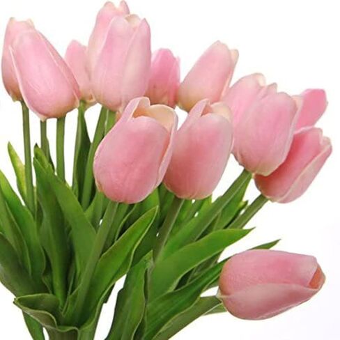 Bringsine 10Pcs Blush Foam Fake Roses with Stems for DIY Wedding Bouquets Bridal Shower Centerpieces Party Decorations-Pink in Kuwait