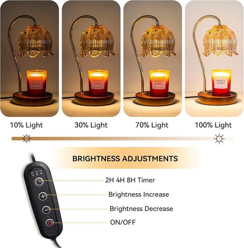 liibodi Candle Warmer Lamp,Electric Candle Lamp Warmer,Dimmable Candle Lamp,Candle Holders for Home Decor,with Timing Function,with 2 Bulbs,with Scented Candle,(Wooden Base, Lily) in Saudi Arabia