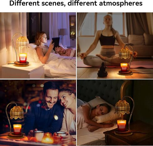 liibodi Candle Warmer Lamp,Electric Candle Lamp Warmer,Dimmable Candle Lamp,Candle Holders for Home Decor,with Timing Function,with 2 Bulbs,with Scented Candle,(Wooden Base, Lily) in Saudi Arabia