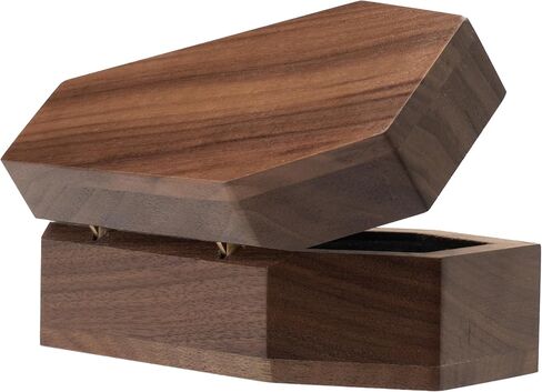 الجوز الخشب التابوت على شكل حلقة صندوق حامل 3 فتحات ل القوطية هالوين حفل الزفاف القوطية مجوهرات المنظم الديكور in Kuwait