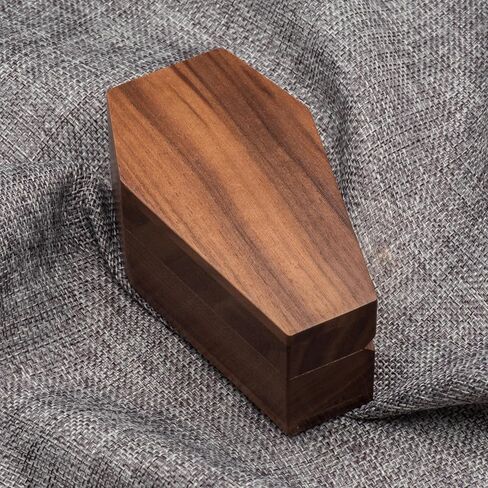 الجوز الخشب التابوت على شكل حلقة صندوق حامل 3 فتحات ل القوطية هالوين حفل الزفاف القوطية مجوهرات المنظم الديكور in Kuwait