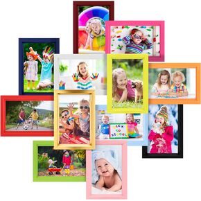 Leinuosen 24 Pcs Colorful Picture Frame Modern Rainbow Photo Frame Multi Colored Small Wall and Tabletop Picture Frames for Wedding Home Office Horizontal Vertical Display, 12 Colors (4 x 6 Inch)