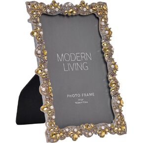 إطار صورة عتيق مرصّع بالجواهر مقاس 4 × 6 من نايكي هوم مع زجاج عالي الوضوح لشاشة سطح المكتب على سطح الطاولة، إطار صورة متلألئة للزينة بنمط بيوتر لمسات نهائية أفقيّة ورأسية in Kuwait