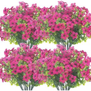 Grunyia 10 Bundles Artificial Flowers Outdoor UV Resistant Fake Flowers No Fade Faux Plants Garden Porch Window Box Decorating (Blue)