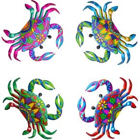 SOBLUING Couples Crabs Metal Crab Wall Decor Coastal Decorative Sculpture for Tiki Bar Wall, Home Door, Window, Ocean Theme Room, Set of 2 in Saudi Arabia