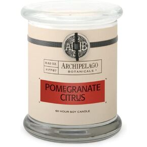 Archipelago Botanicals Pomegranate Citrus Glass Jar Candle | Pomegranate and Citrus| Hand-Poured Premium Wax and Lead-Free Wicks | Burns Approx. 60 Hours (8.6 oz)