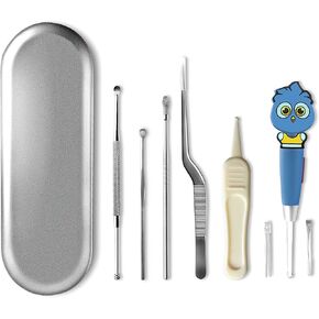 6 Pcs Ear Pick Ear Curette LED Light Earwax Removal Cleaner with Stainless Steel Storage Box in Saudi Arabia