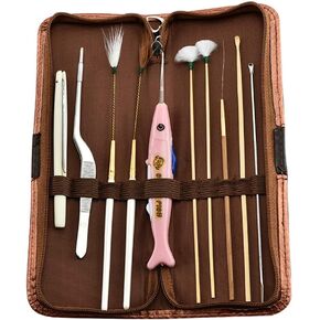 Hovico 10 قطع ملعقة حفر الأذن، عصا ريش الإوز، مجموعة أدوات إزالة شمع الأذن، مع فرشاة تنظيف صغيرة وصندوق تخزين in Kuwait