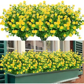 TEMCHY Artificial Flowers, Fake Outdoor UV Resistant Boxwood Shrubs Faux Plastic Greenery Plants for Outside Hanging Planter Patio Yard Wedding Indoor Home Kitchen Farmhouse Decor(Red) in Kuwait