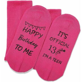 Updenet Happy Birthday To Me It’s Official 13 I’m A Teen Socks, Birthday Gifts For Teen Girls, 13 Year Old Girl Birthday Gift Ideas, Gifts For Teen Boys, Casual Cotton Crew Socks Gift. (010), White, 8 in Kuwait