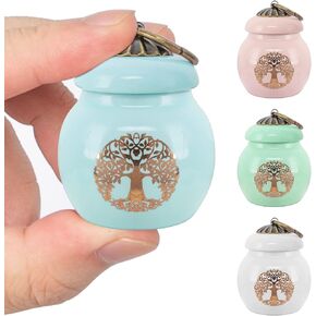 BAYUKI Small Keepsake Cremation Urn | Mini Ceramic Shared Personal Funeral Urn for Pet or Human Ashes Tree of Life Urn with Gift Box (Blue) in Saudi Arabia