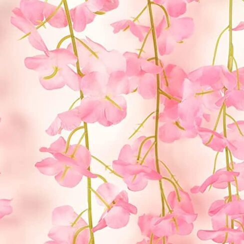 40 Pack Wisteria Flower Vines Garland, 3.75 Feet Artificial Flower Strings, Fake Hanging Flowers, Silk Wisteria Garland Flowers, Wisteria Vine for Wedding, Garden, Wall Decoration (Yellow) in Kuwait