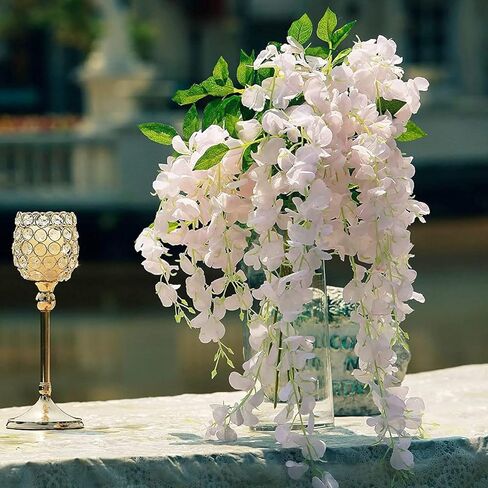 40 Pack Wisteria Flower Vines Garland, 3.75 Feet Artificial Flower Strings, Fake Hanging Flowers, Silk Wisteria Garland Flowers, Wisteria Vine for Wedding, Garden, Wall Decoration (Yellow) in Kuwait