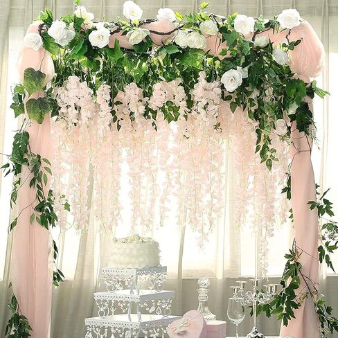 40 Pack Wisteria Flower Vines Garland, 3.75 Feet Artificial Flower Strings, Fake Hanging Flowers, Silk Wisteria Garland Flowers, Wisteria Vine for Wedding, Garden, Wall Decoration (Yellow) in Kuwait